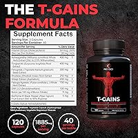 Vista 5 de Refuerzo anabólico y constructor muscular, suplemento de testosterona T-GAINS para hombres, refuerzo de prueba TRT y bloqueador de estrógeno