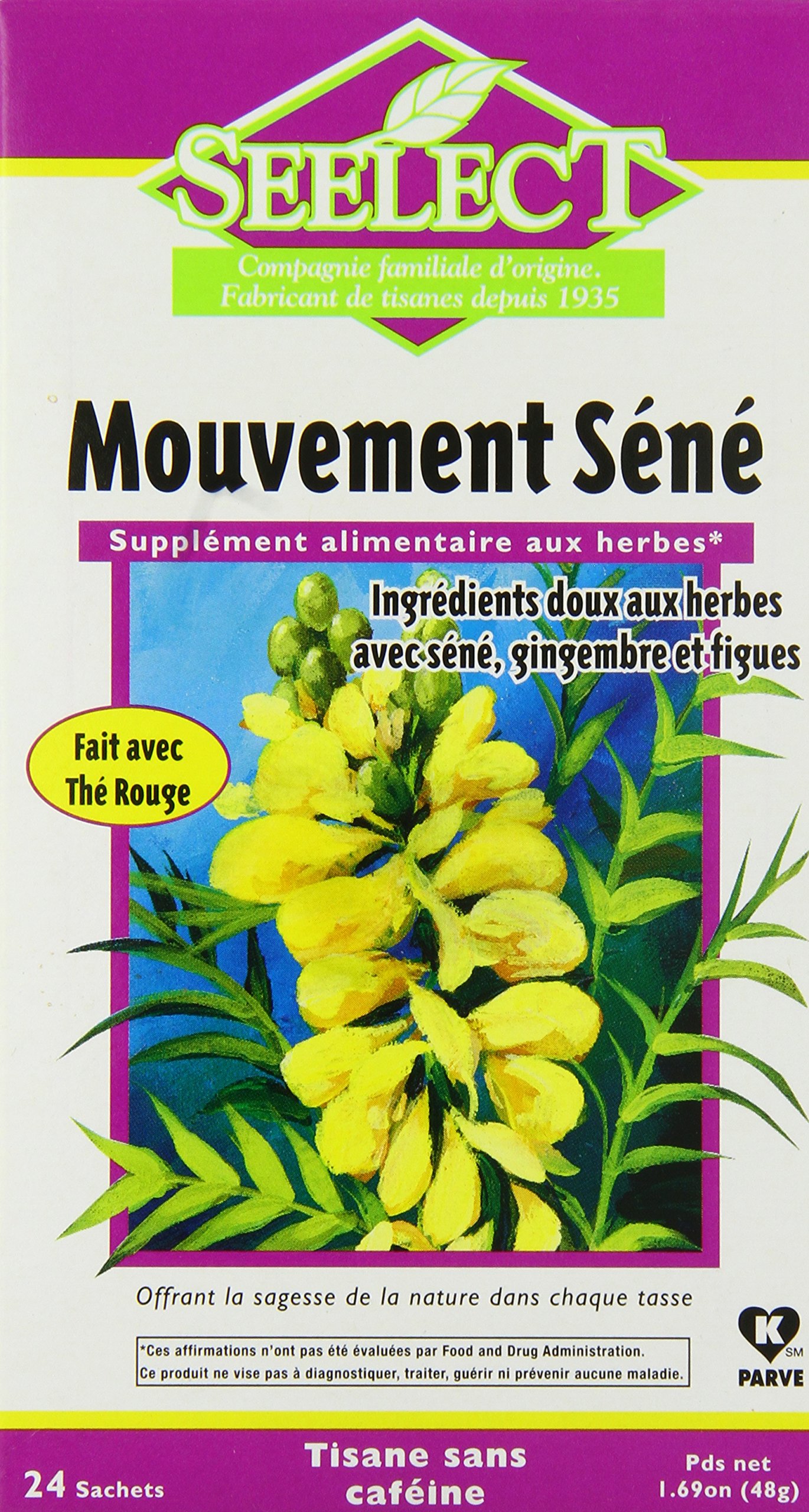 Seelect Tea Blend, Tea Bags, Senna Movement Herbal Dietary Supplement, 24-Count Boxes (Pack of 6)