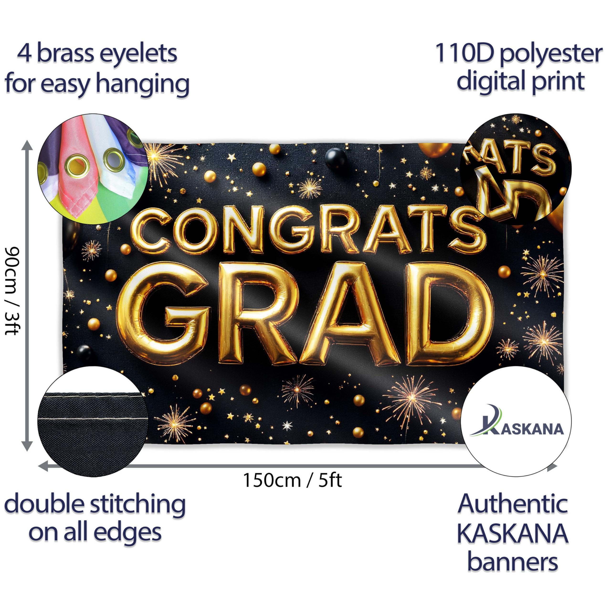 Congrats Grad Banner, Graduation Decorations 5x3ft, Congratulations Banner, Well Done, We Are So Proud of You - Image 2