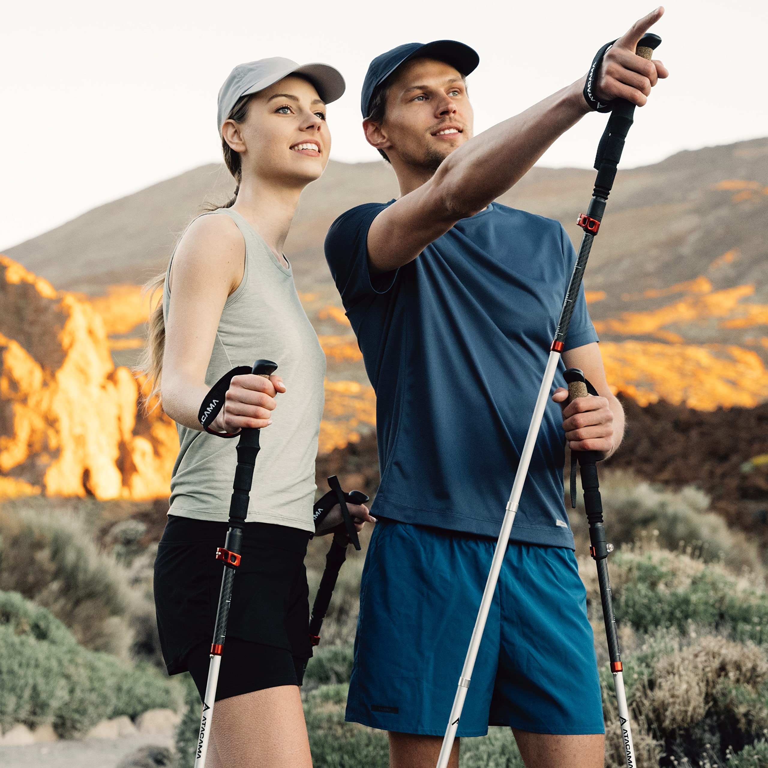 Atacama Bastoni da trekking telescopici – in carbonio 3k e alluminio 7075 Nordic Walking con manico in sughero per uomo e donna – angolo regolabile facilmente allungabile