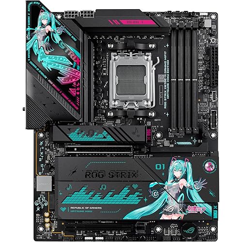 ASUS ROG Strix X870E-H Gaming WIFI7 Hatsune Miku Edition AMD X870E ATX Motherboard, 16+2+1 Power Stages, Dynamic OC Switcher, Core Flex, DDR5, 4X M.2, PCIe 5.0, Dual USB4 Ports, USB 10Gbps Type-C