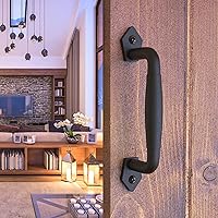 Vista 36 de Paquete de 2 manijas de barra recta de 8 pulgadas para puerta de granero, tiradores de hierro fundido negro para puertas correderas, puertas