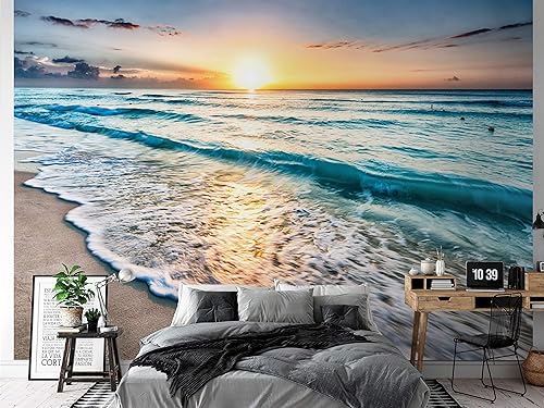 Miniatura 3 de artgeist Mural de pared premium playa y mar, 118 x 83 pulgadas, papel tapiz no tejido XXL, decoración de pared de vellón, impresión fotográfica,