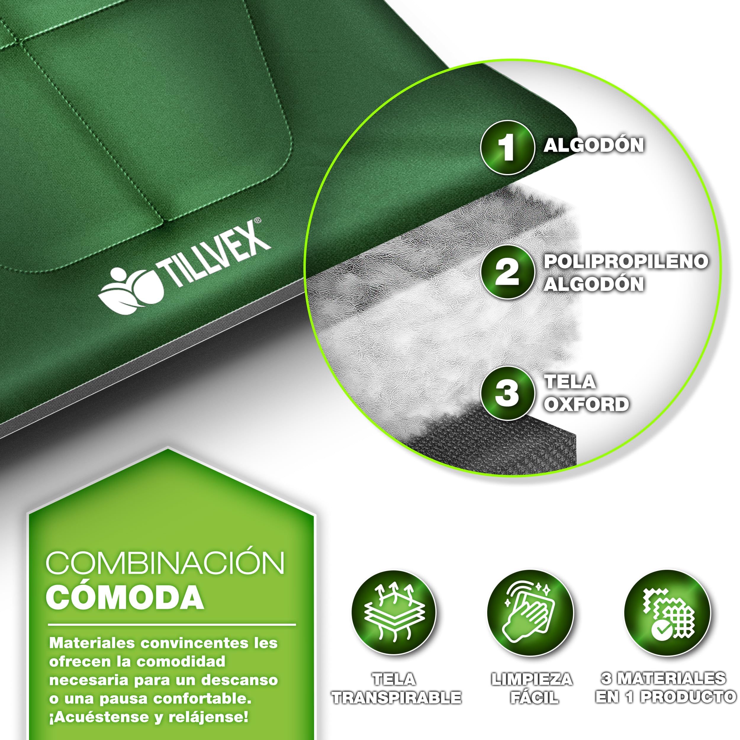 tillvex® Cama de camping plegable con bolsa de transporte de hasta 200 kg | Tumbona de camping extra ancha | Cama plegable para exteriores e interiores | Cama plegable para invitados para jardín,