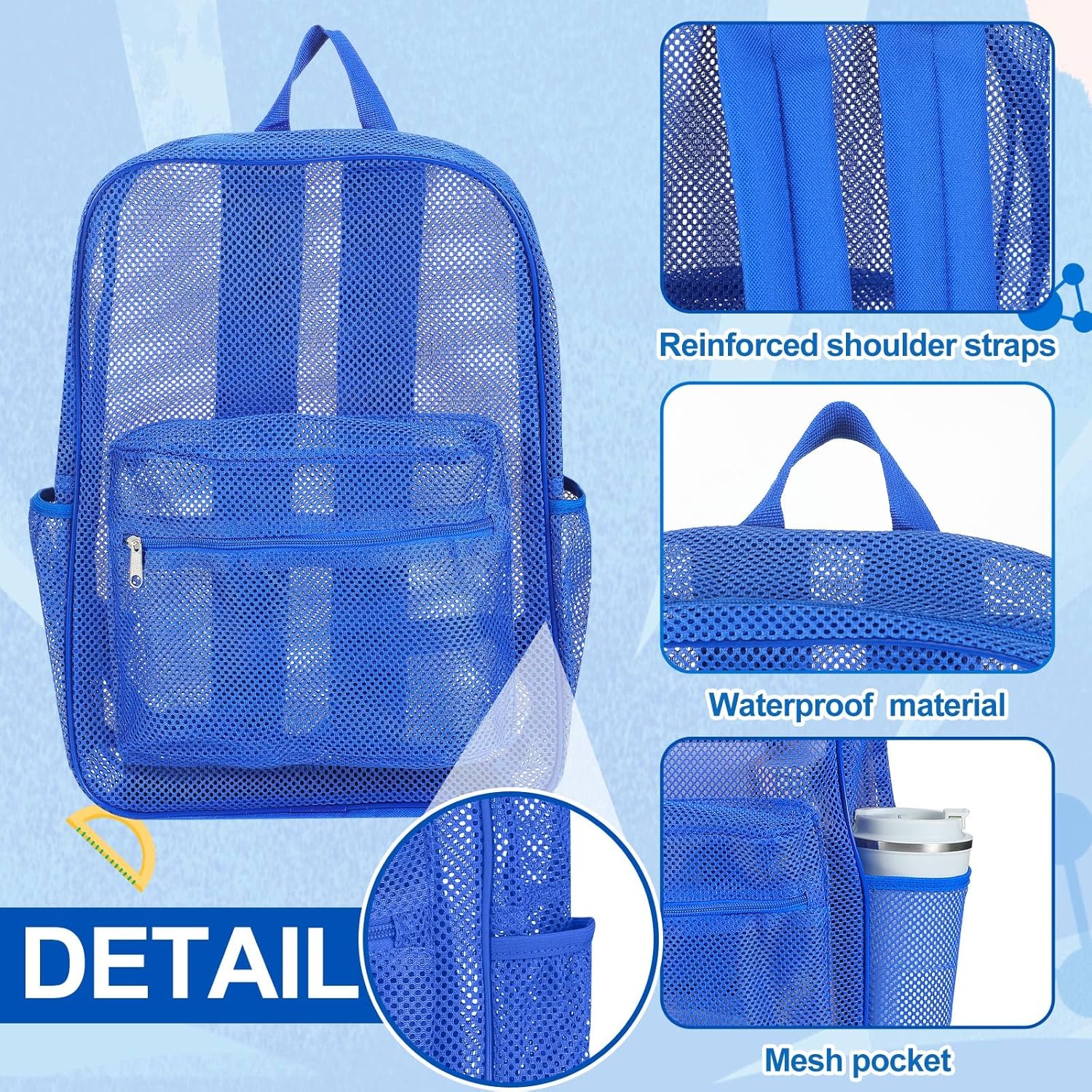 24 Pack Mesh Backpack bulk for School Heavy Duty See Through Mesh Bookbags for Girls Boys Adults Students Beach (Classic Colors)