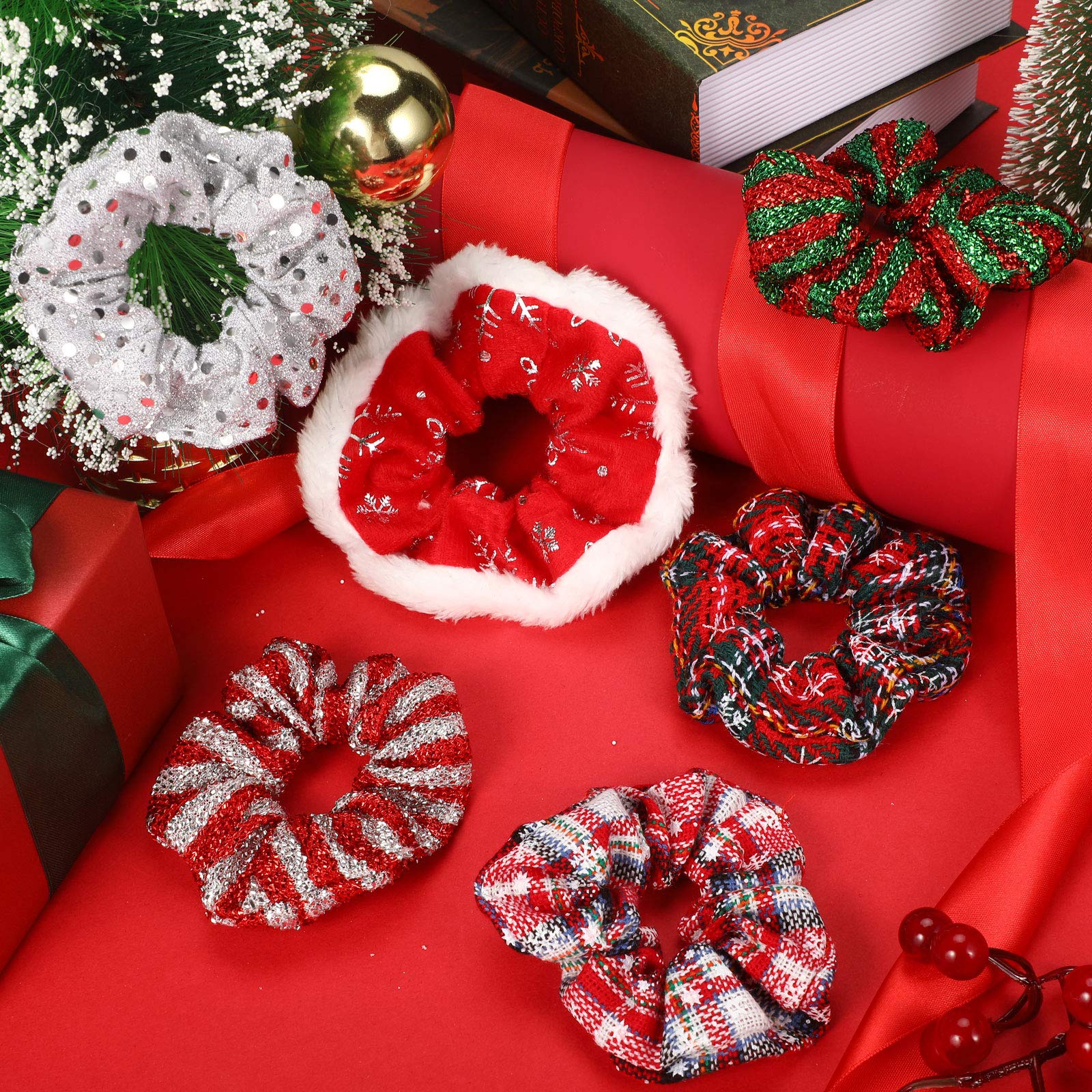 Amazon.com : WILLBOND 25 Pcs Christmas Scrunchies for Women  display picture 3
