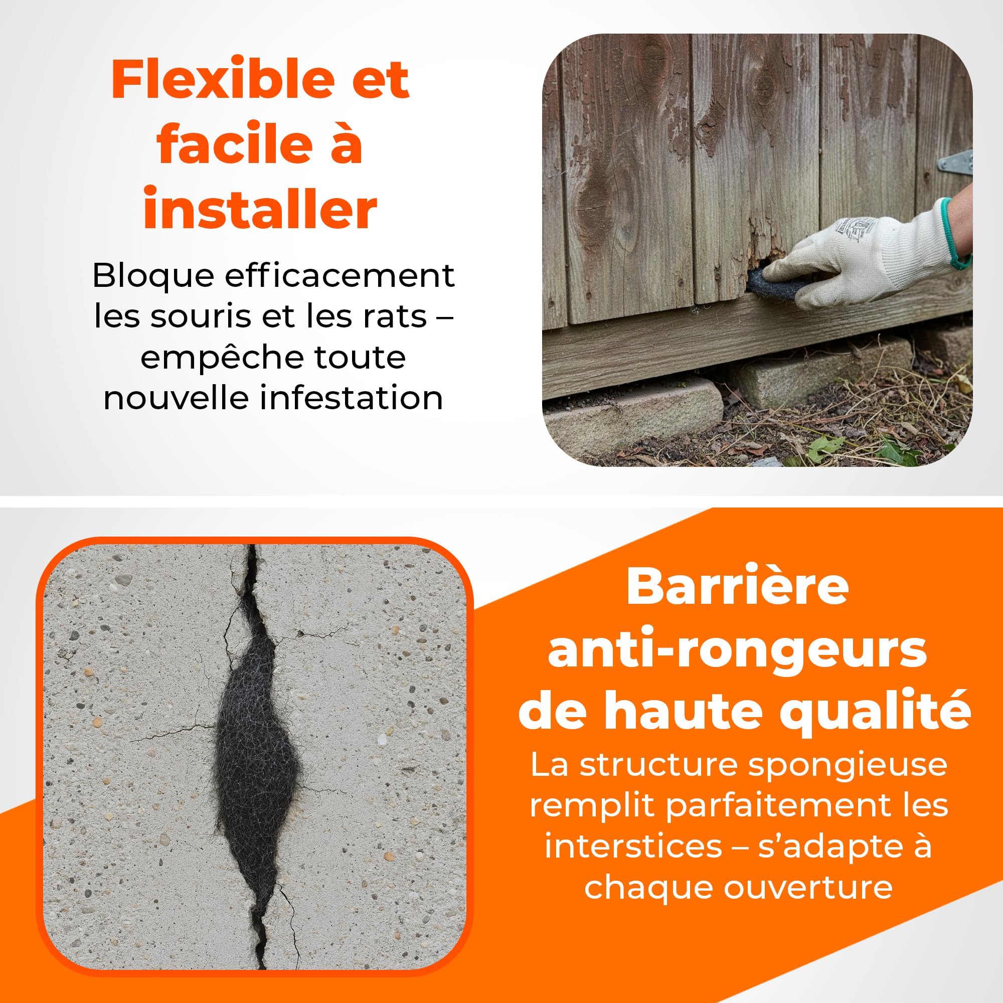 RaxWool PRO 3 m x 10 cm Laine d’Acier Anti Rongeur pour Portes et Fenêtres, Bande d’Étanchéité Autocollante Découpable, Isolation Thermique et Protection Intérieure Extérieure