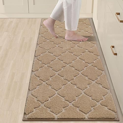 COSY HOMEER Tapetes suaves para el frente del fregadero, alfombras de cocina súper absorbentes, de 20 x 59 pulgadas, antideslizante, lavable,