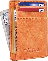 Vista 11 de Travelambo Billetera delgada con bolsillo delantero y clip para el dinero con bloqueo de identificación por radiofrecuencia, talla única