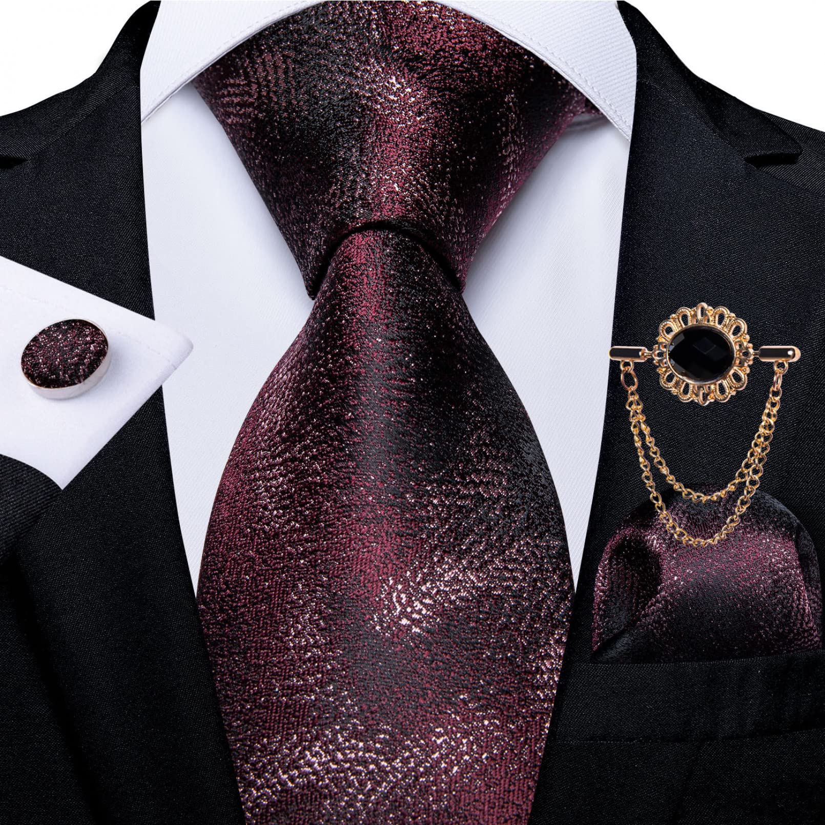 Corbata de los hombres Corbata azul Paisley Floral Hombres Negocios Corbata 8cm Ancho Seda Corbata Broche Set Regalo de los Hombres