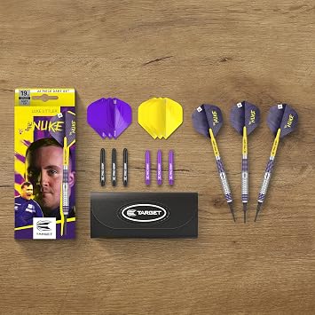 Target Darts Luke Littler Brass Soft Tip Darts Set 19G Pixel Tip Dart, The Nuke Player Edition Dart Set, Dart Flights, Shafts & Dart Case Included | Professional Dart Accessories