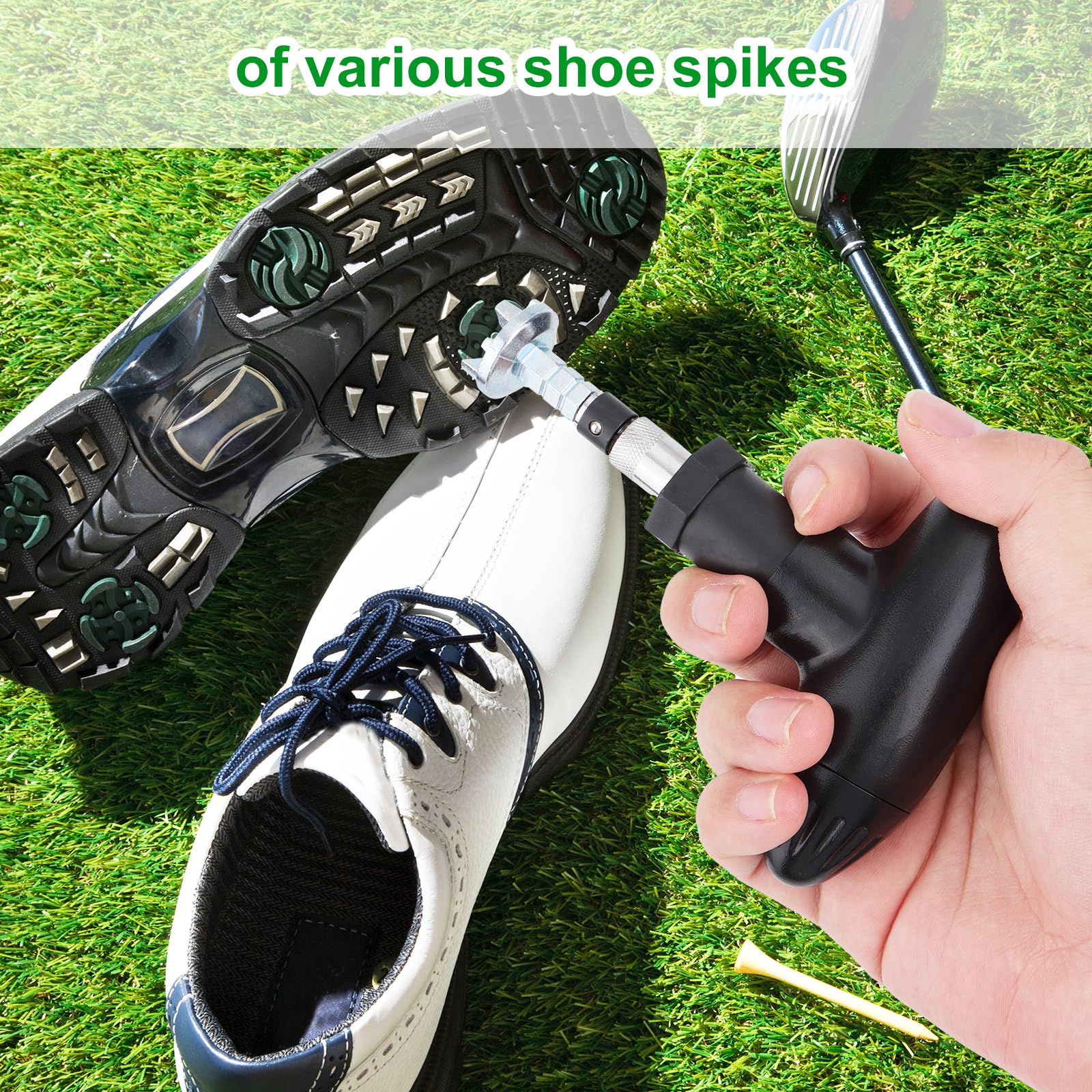 Llave Tacos Zapatos de Golf, Mango Hierro y Plástico Universal Extractor Clavos con Mecanismo Trinquete Herramienta Ajuste Calas Golf para Facilitar el Reemplazo de las Calas