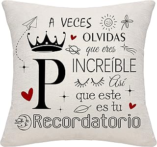 Bommex Regalos inspiradores Funda de cojín con Iniciales para Mujeres Niñas Mamá Hija Hermana Amigas Abuela Tía Niños Rega...
