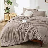 Vista 16 de Bedsure, juego de edredón tamaño king - Ropa de cama suave color taupe para todas las estaciones, juego de cama teñido catiónico, 3 piezas, 1