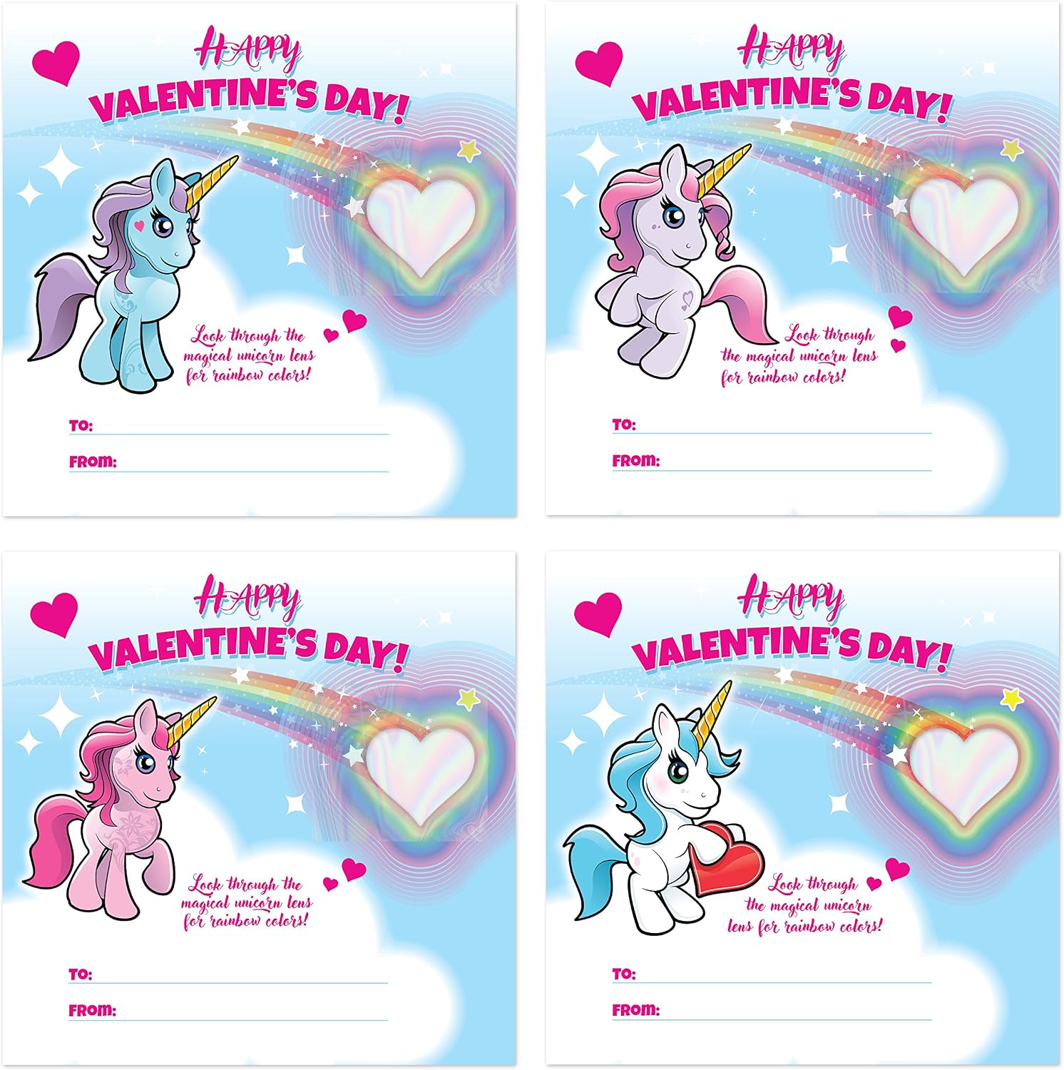 28-Pack Rainbow Unicorn Valentines Day Cards with Envelopes I Valentine's Day Greeting Cards Party Favor Set I Bulk Valentines Day Gifts for Kids I Exchange Gift Cards for Kids School Classroom Toys