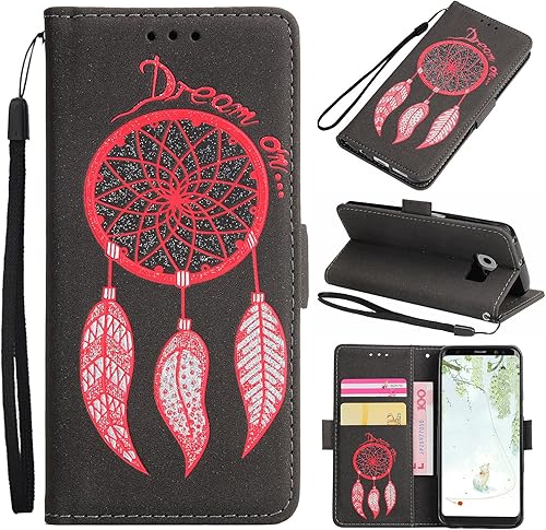 Galaxy LederhA lle  ZXK TraumfA nger PrA gung Brieftasche HA lle Leder Flip Case HandyhA lle Bookstyle mit Magnet Standfunktion Kartenfach Lanyard Strap SchutzhA lle fA r Samsung Galaxy Schwarz