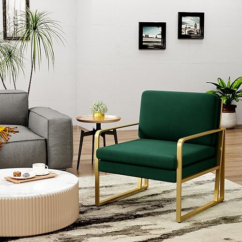 Miniatura 21 de ALISH Sillas decorativas, sillón tapizado, sillas modernas para sala de estar, sillón de lino, sillas laterales de lectura con patas de metal para