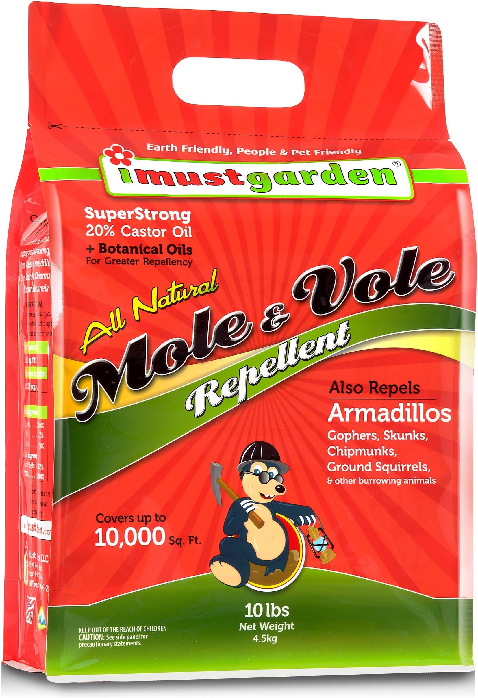 I Must Garden Mole & Vole Repellent: Professional Strength – Twice The Coverage – All Natural Ingredients - Pleasant Scent - 10lb