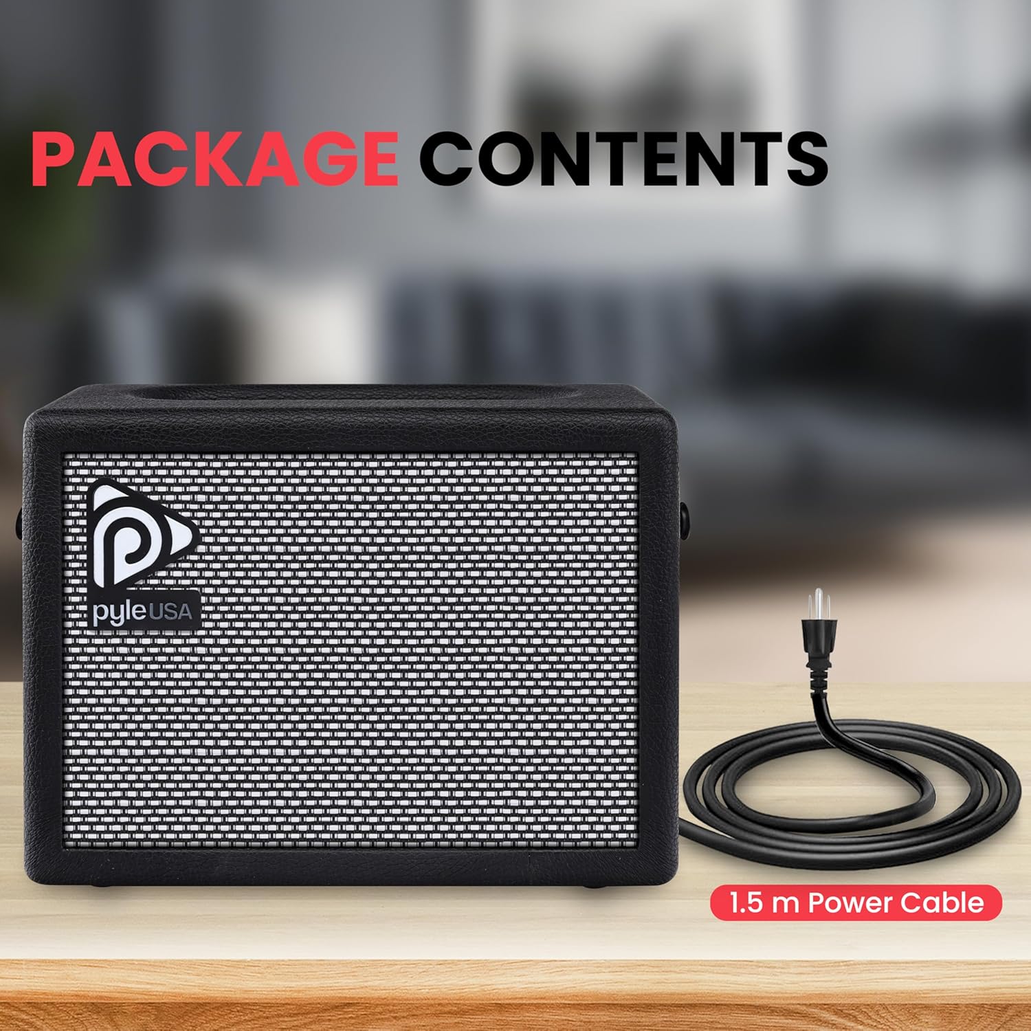 Pyle Portable Electric Guitar Amplifier - 5'' High-Definition Speaker with Volume, Bass, and Treble Controls | Lightweight Plywood, Gold Plate, and Leather Coating (Black)