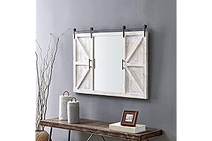 FirsTime & Co. White Hayloft Barn Door Wall Mirror: Farmhouse Style Decor for Every Room