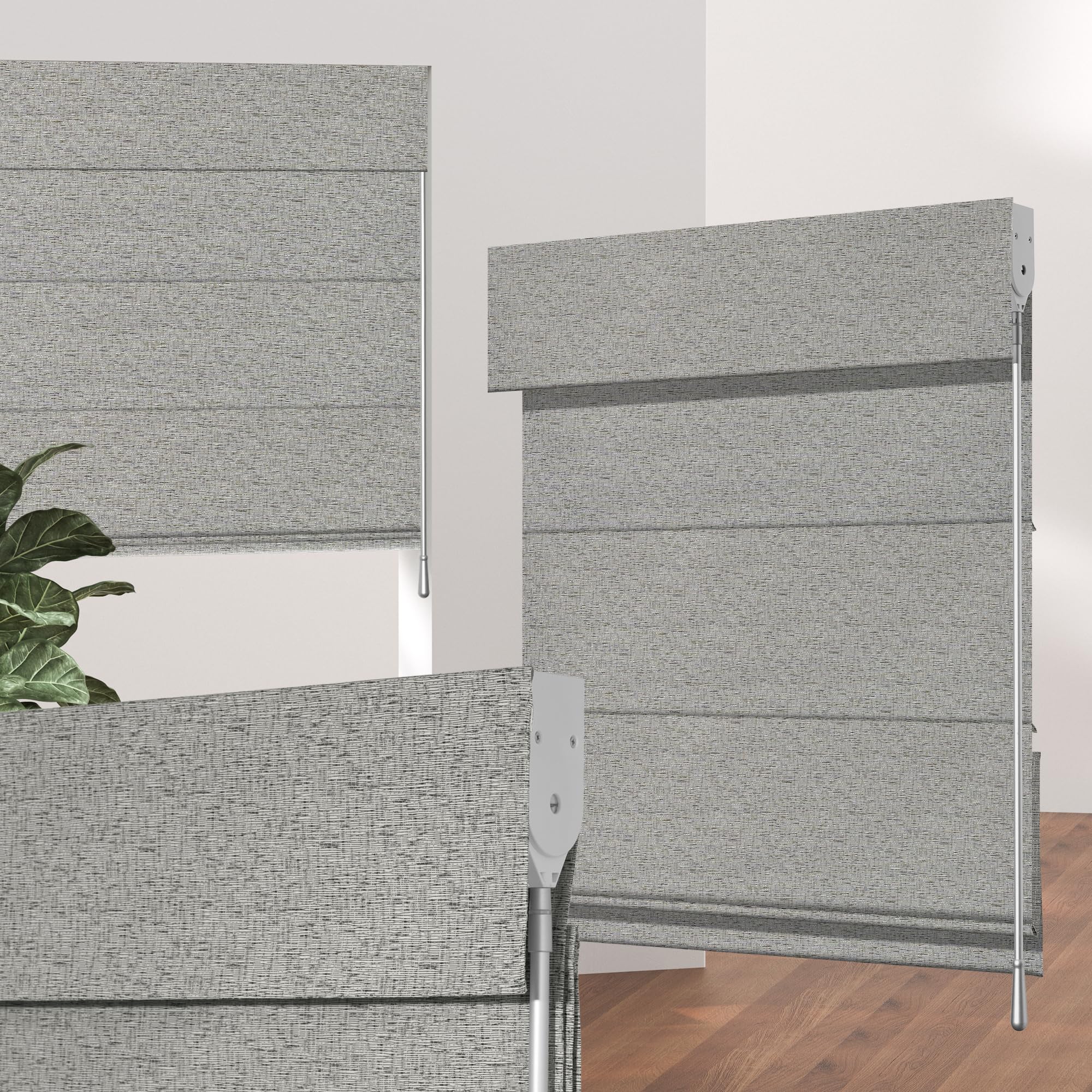 Boolegon Cordless Blackout Roman Shades for Windows - Auto-Descend Thermal Insulated Window Roman Blinds, Child-Safe Room Darkening Roman Blinds for Home, Office, BMY-Dark Gray-26 W x 80