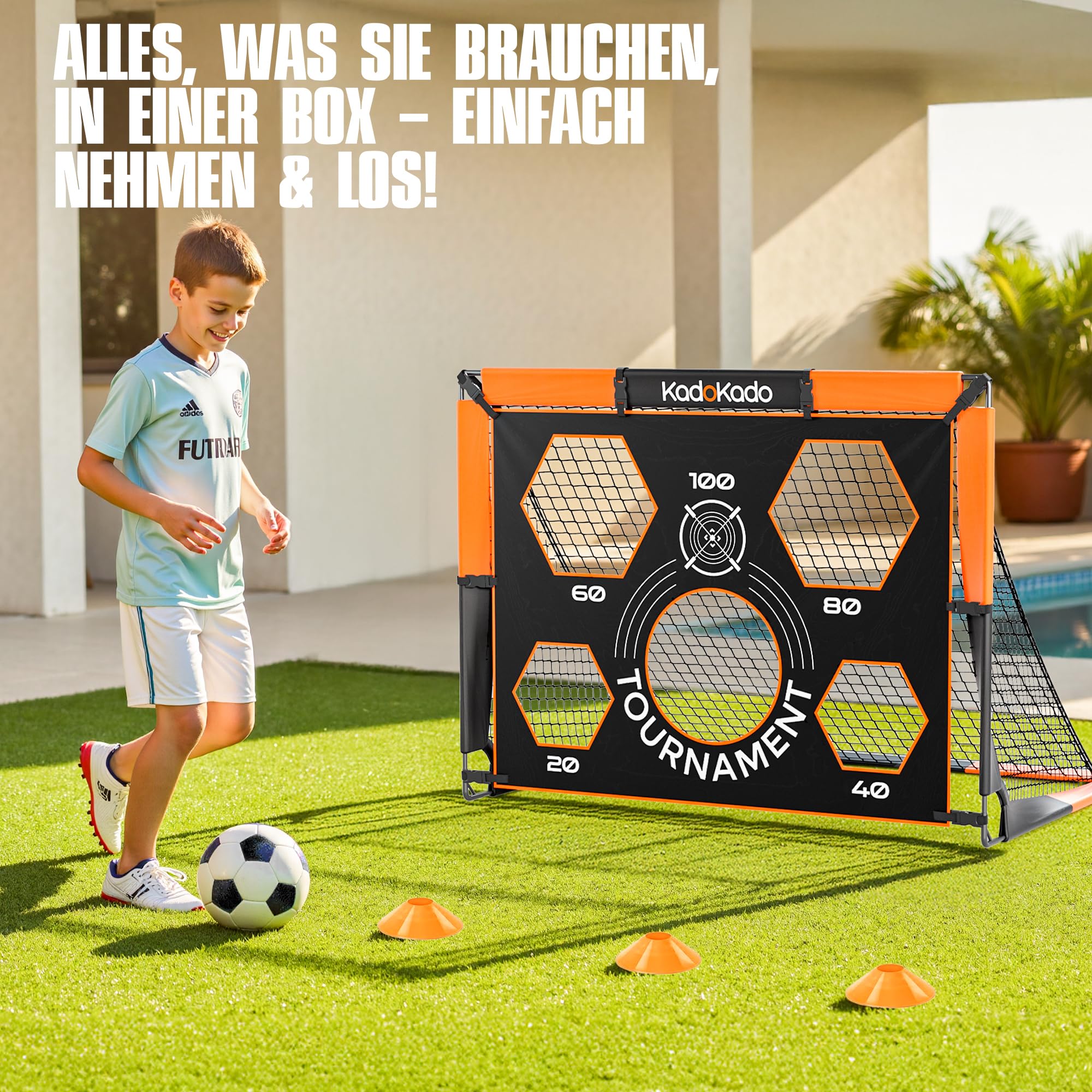 Fußballtore Kinder 120x90cm mit Tragetaschen, Fussballtore für Garten Outdoor, Pop-Up Tore mit Fiberglasstangen