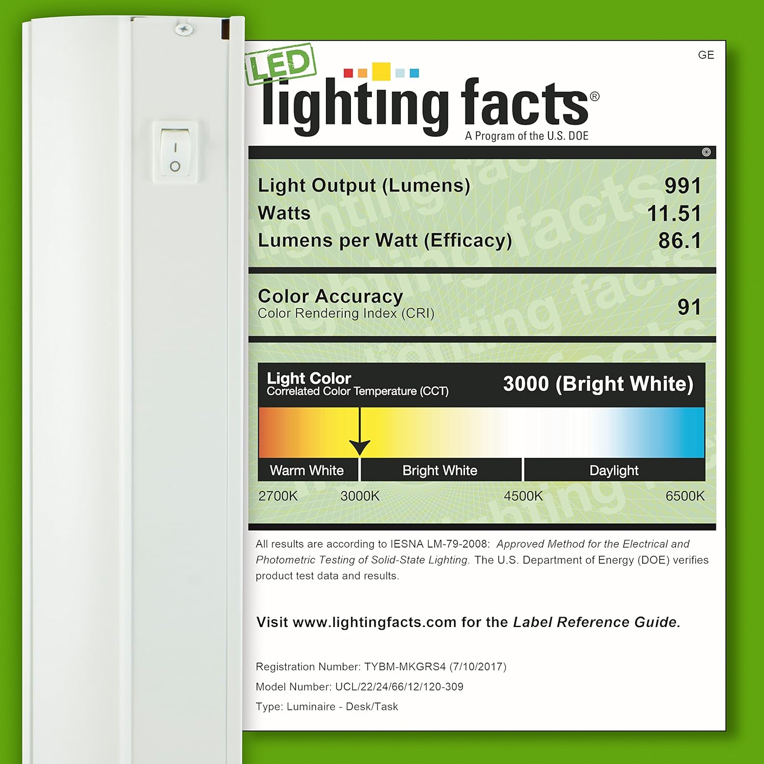 Exclusive Enbrighten 24 Inch LED Premium Under Cabinet Light Fixture, Direct Wire, Soft Warm White 3000K, 991 Lumens, Steel Housing, On/Off Switch, Perfect for Kitchen, Office, Garage, Barn, and More, 26742