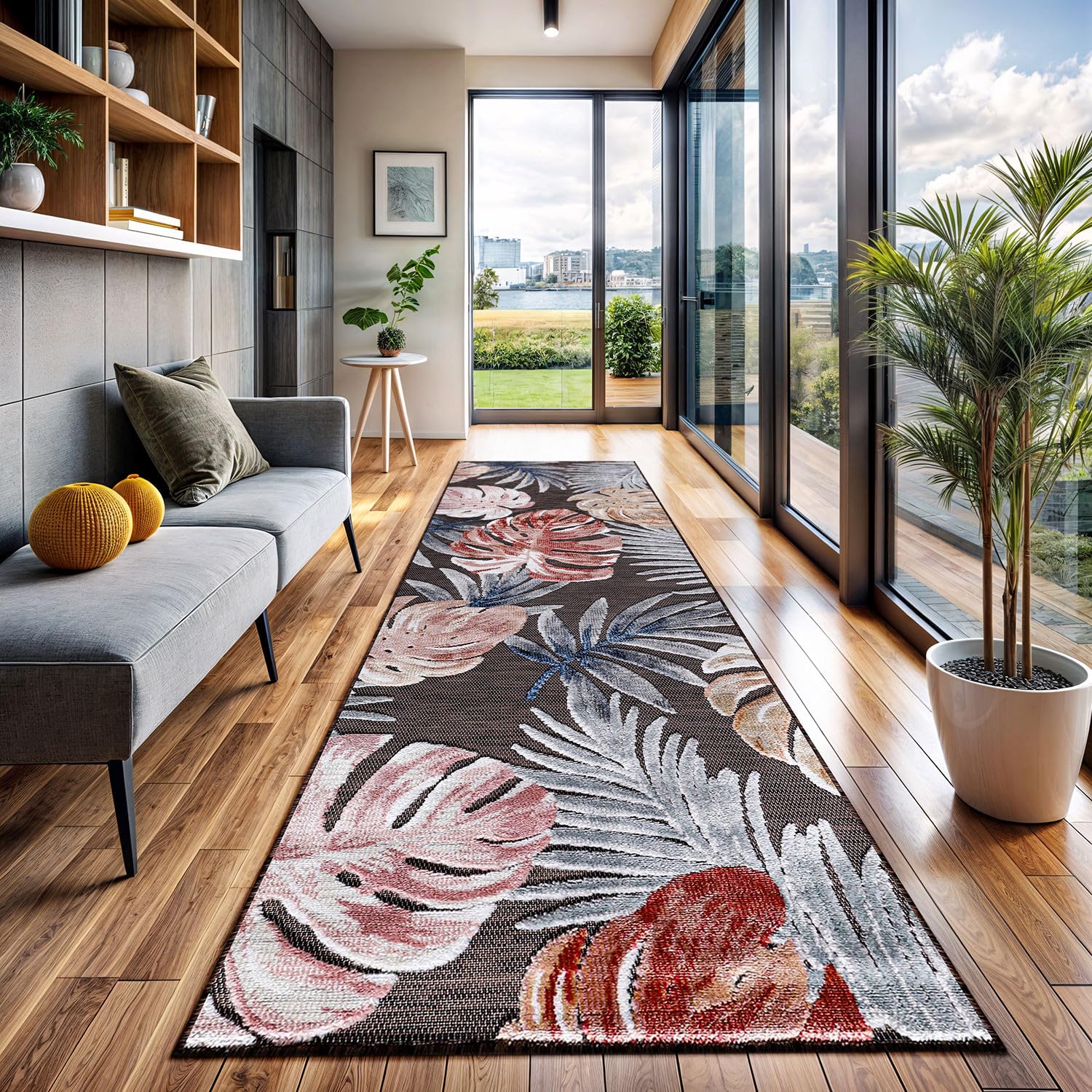 CAMILSON Runner Outdoor Rugs Oriental Retro Traditional Floral Medallion Area Rug 2x7 Non-Shedding Stain Resistant Indoor Carpet for Bathroom Hallway