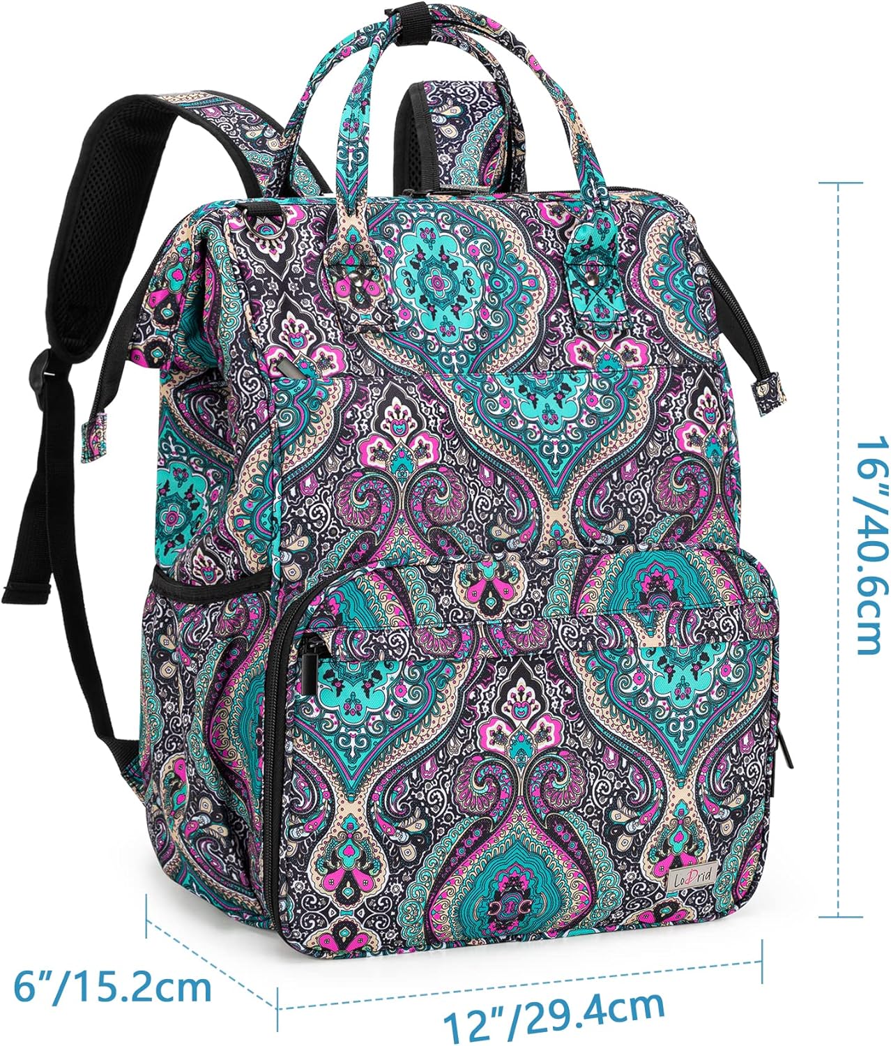 LoDrid Nurse Bag, Heavy Duty Nurse Work Backpack for Men & Women, Nurse Storage Backpack for Work with Steel Frame Top, 15.6" Laptop Layer, Zip-Top Closure & Inner Padded, Totem, Bag Only - Image 6