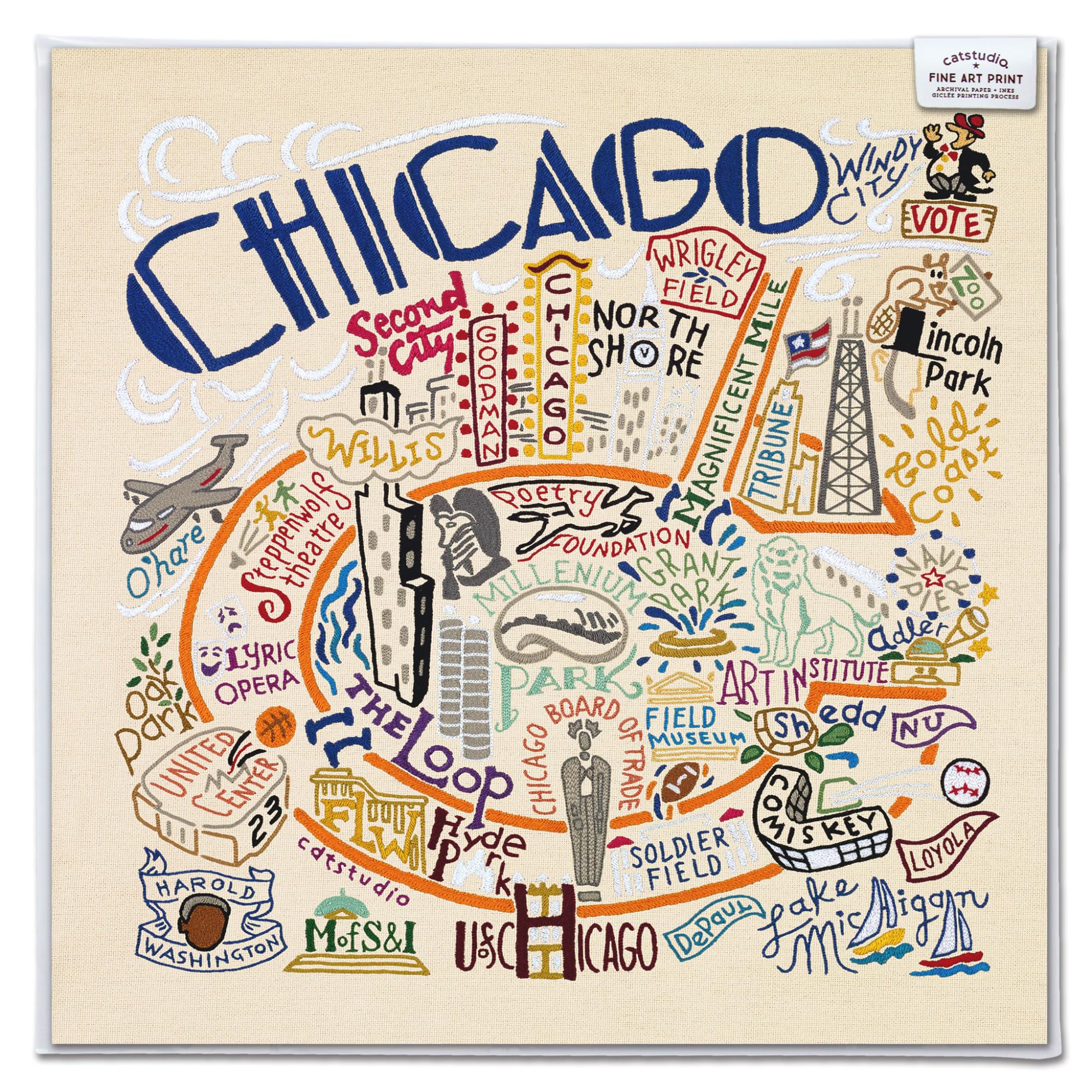 Catstudio Chicago Fine Art Print - 8x8 | Geography Inspired Gallery Wall Art