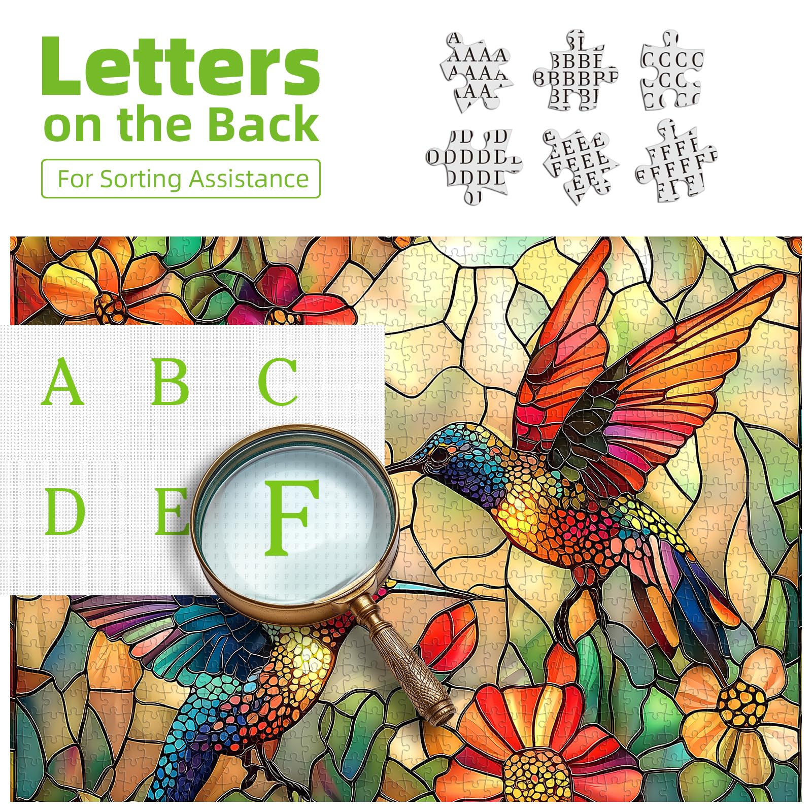 Amazon.com: Stained Glass Flower Bird Puzzles for Adults 500