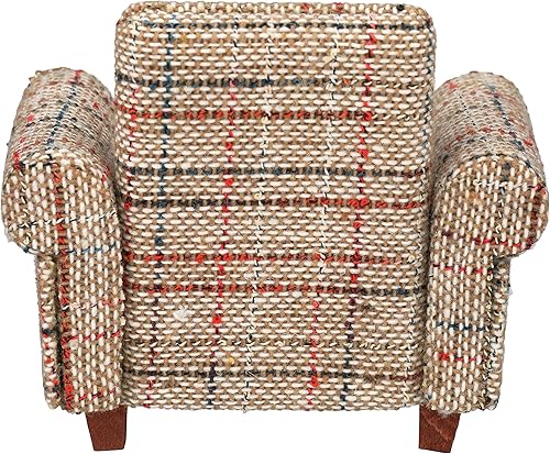 Miniatura 3 de Casa de muñecas Sofá sillón tapizado, silla miniatura para sala de estar, tela, accesorios para muñecas de 6 pulgadas, escala 112 (beige retro)