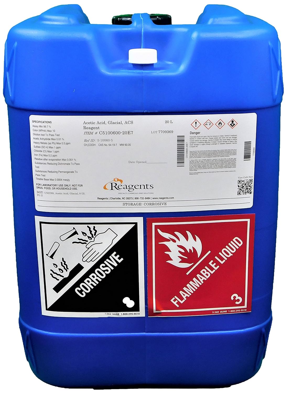 Reagents C510060020E7 Acetic Acid, Glacial ACS Reagent, ACS Reagent