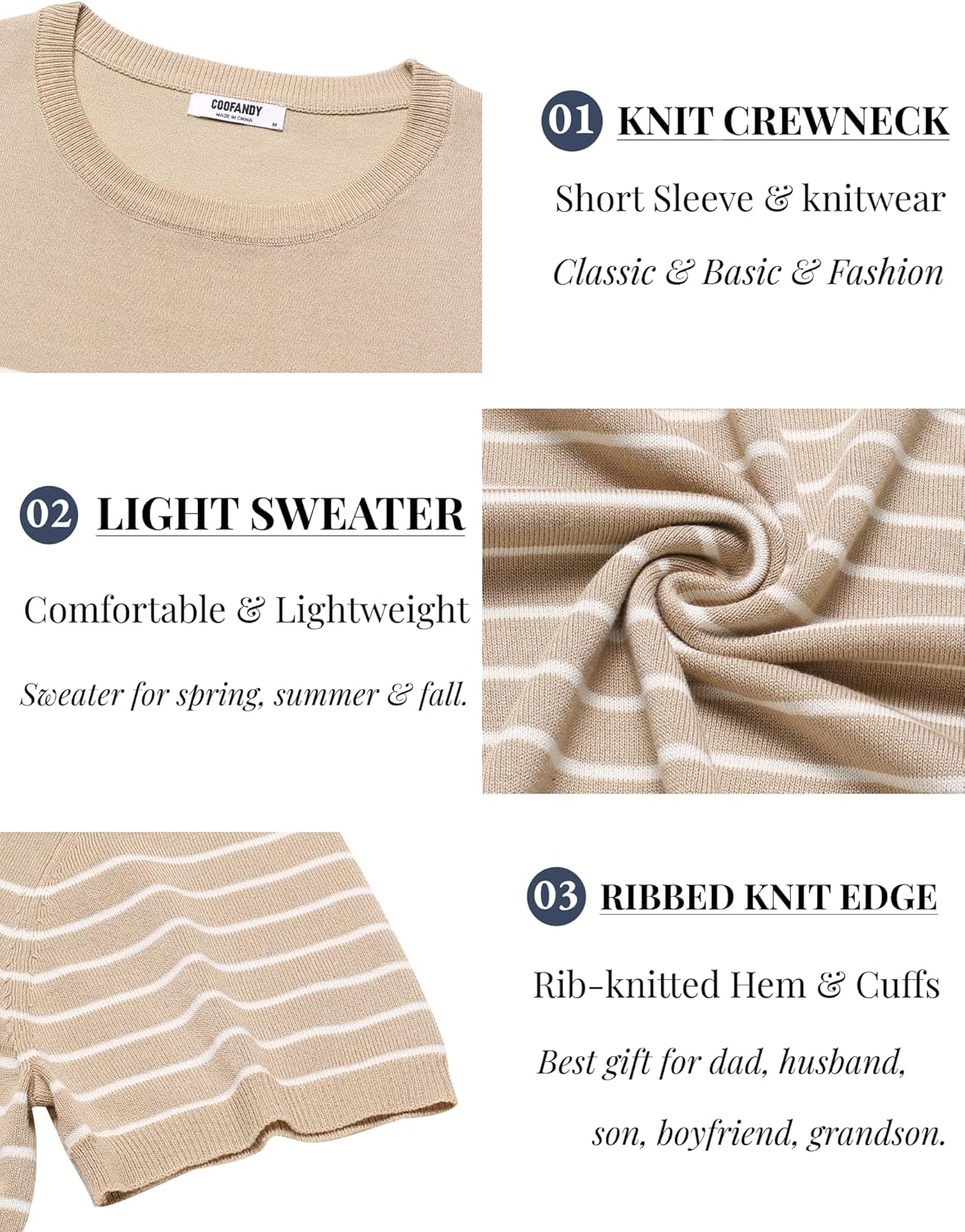 COOFANDY Men's Casual T-Shirts Short Sleeve Crewneck Pullover Classic Knit Tee Shirts - Image 6