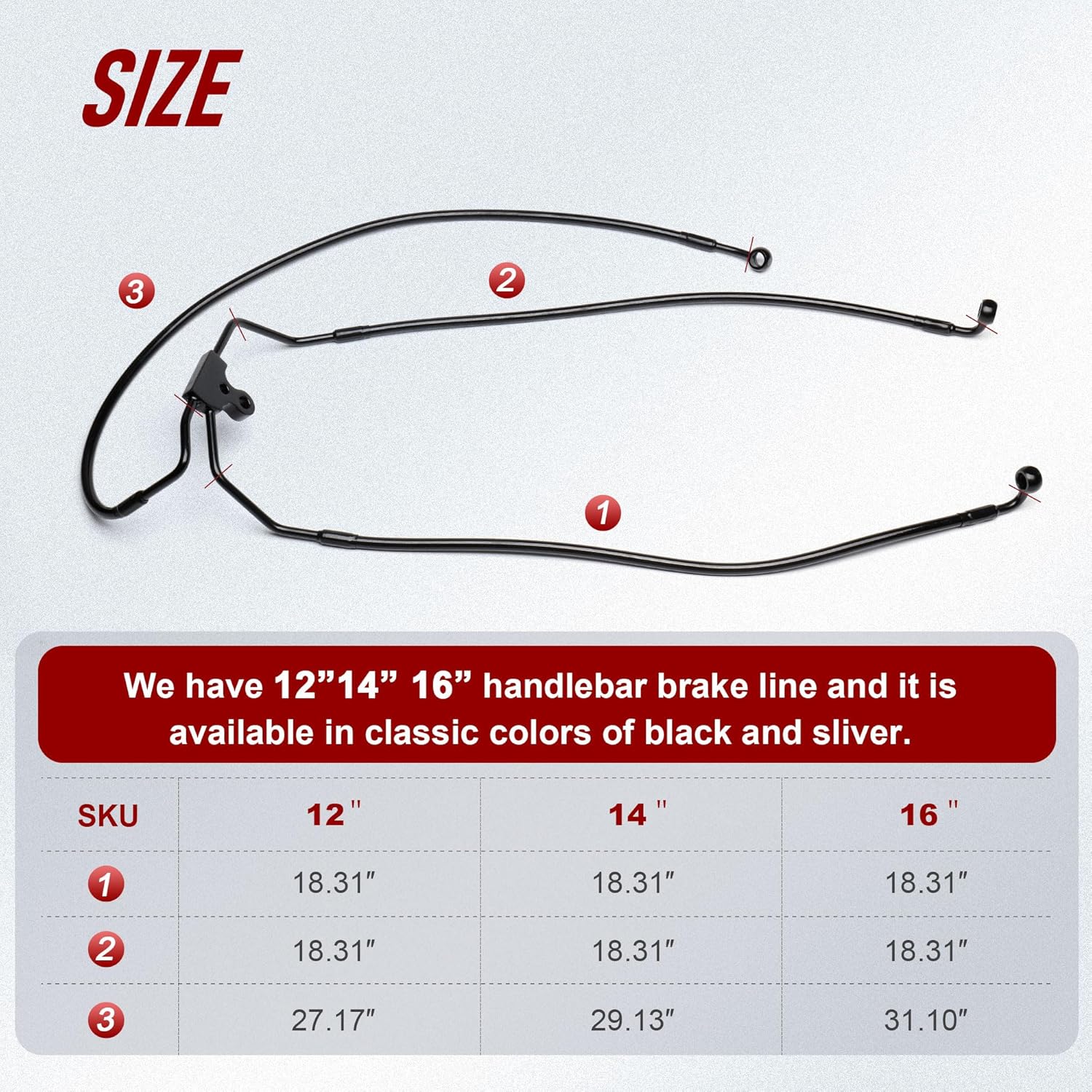 14" Touring Ape hanger Extension Brake Line No/ABS for 1994-2007 Harley Road Glide Street Glide Road King Electra Glide No ABS, Black