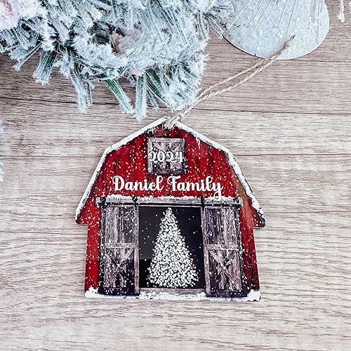 Miniatura 5 de 2022 Personalized Red Barn Christmas Ornament Wood Hardboard MDF Custom Gift Stocking Stuffer Handmade by The Painted Pug (Red Barn)
