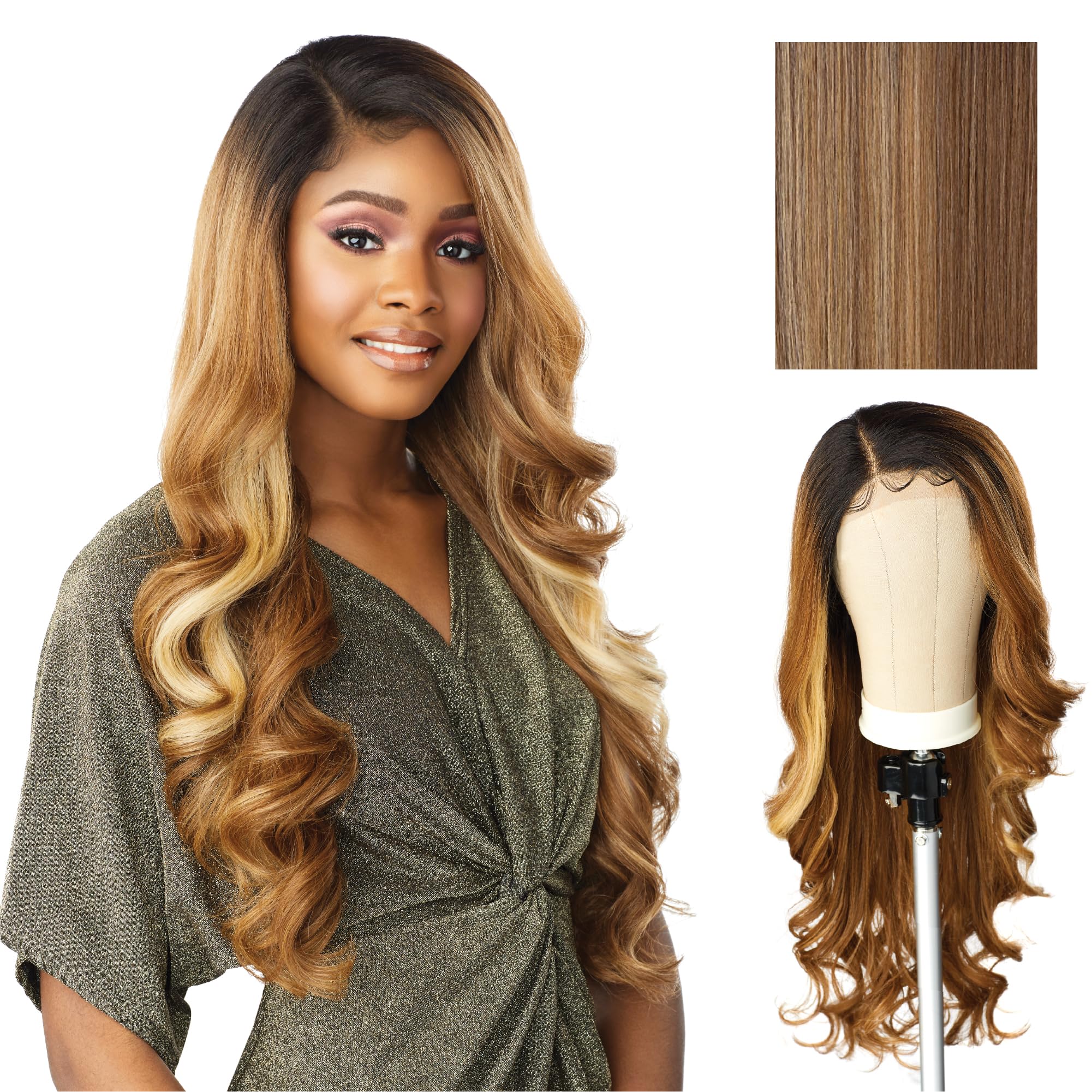 Butta Lace Wigs - Unit 7 Extra Wide 5 Inch Deep Parting Synthetic Preplucked Hairline Glueless Lacefront (FLAMBOYAGEBLONDE)