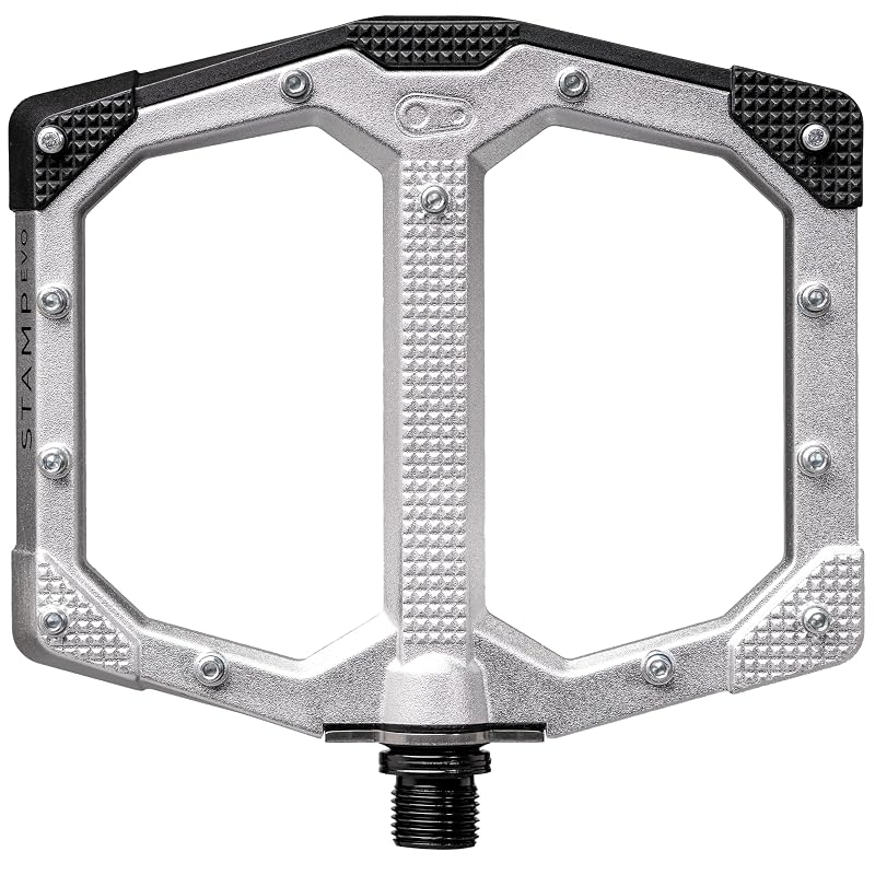 Pedais Plataforma MTB Crankbrothers Stamp Evo Large Silver com Pinos Ajustáveis e Corpo de Alumínio, Par