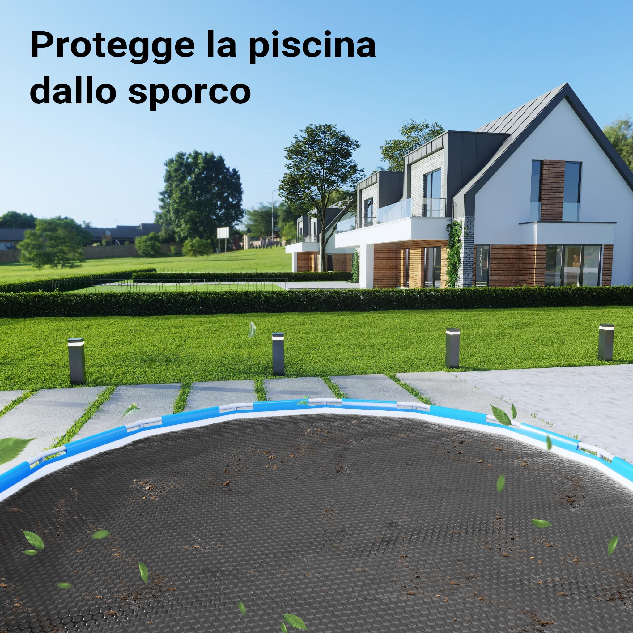Copertura a bolle d'aria per piscina rotonda Ø 3,6m nero Protezione isotermica