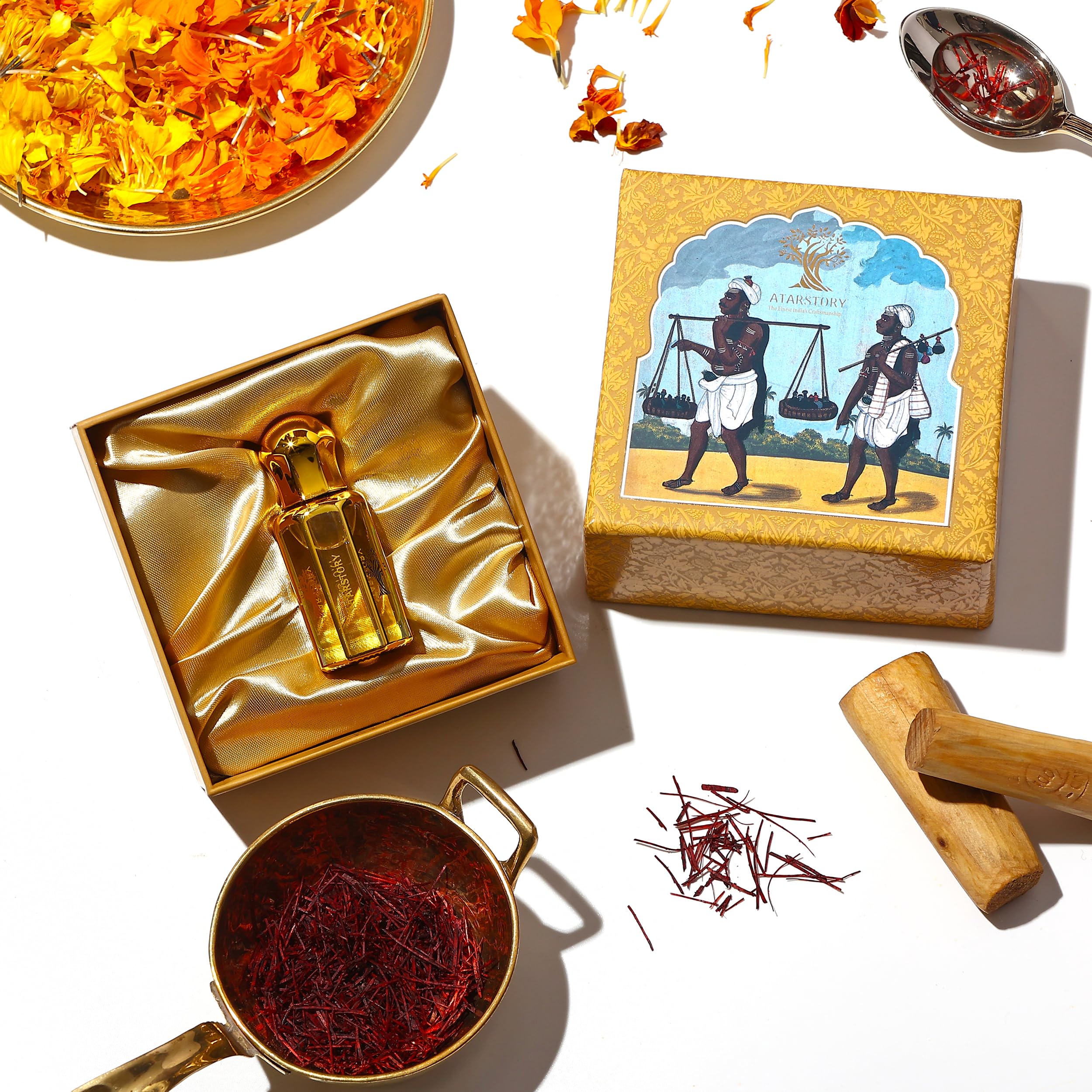 Premium Kesar Chandan Attar 12ml | Non-Alcoholic Roll-On Perfume | Long-Lasting Natural Ittar for Men & Women | 100% pure Saffron & Sandalwood ittar oil | Unisex & Vegan Fragrance for Meditation, Spiritual Use, Pooja, Yoga & Daily Use