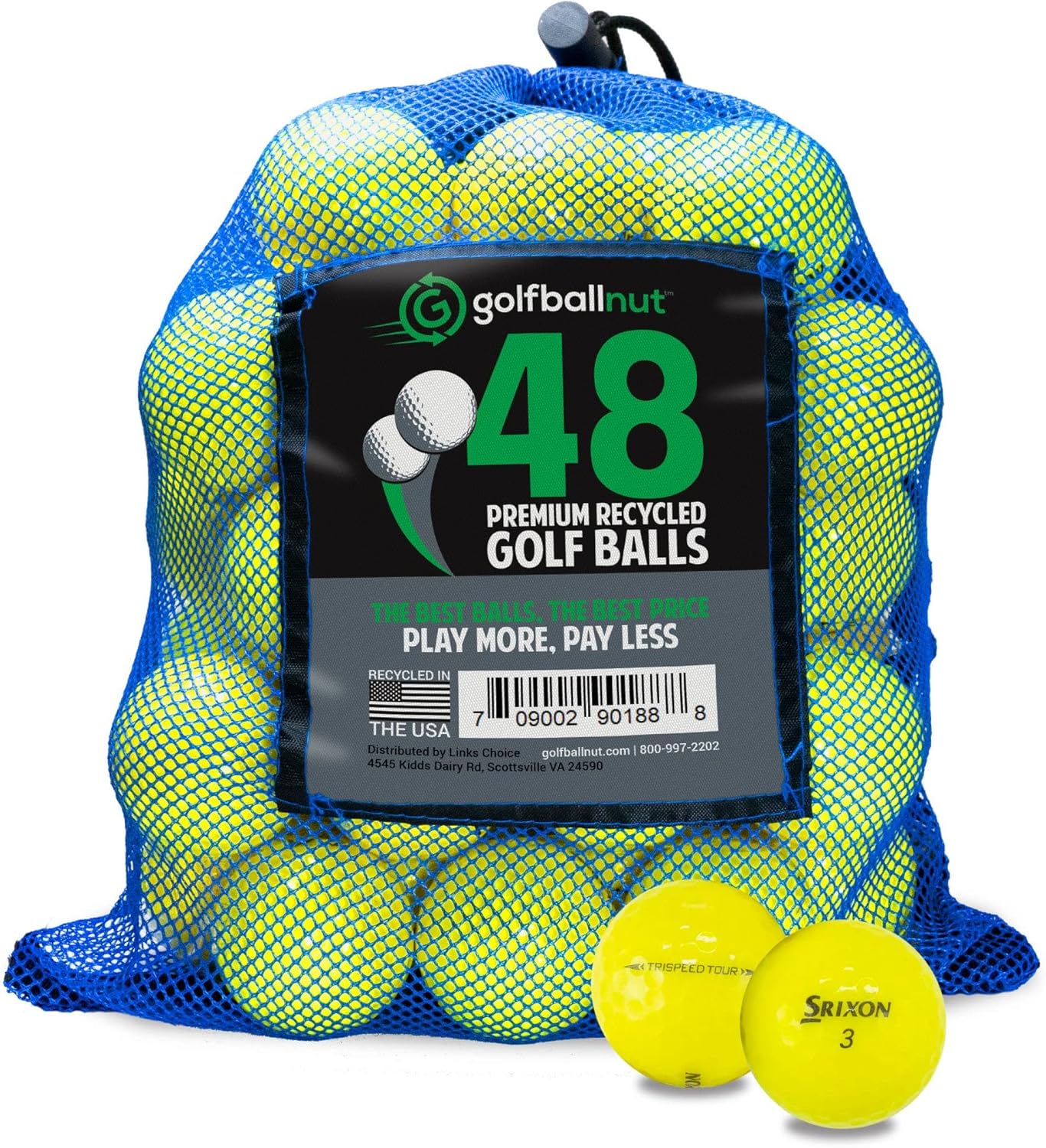 Used and Recycled for Srixon Yellow Bulk Mix Near Mint - 4A Quality Golf Balls Mesh Bag Included