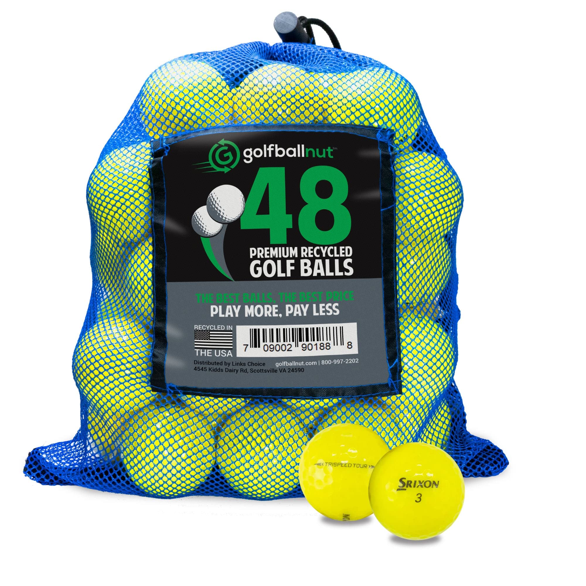 GolfBall Nut Used and Recycled for Srixon Yellow Bulk Mix Near Mint - 4A Quality Golf Balls Mesh Bag Included