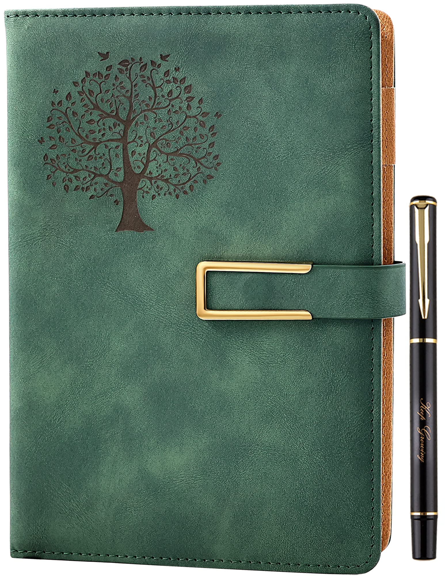 Sponsored Ad – Ruled Refillable Notebook Premium Adventure A5 Journal, 21cm x 14.5cm Hardback Faux Leather Notebook, 100GSM Magnetic Buckle Journal (Tree of Life - Green)