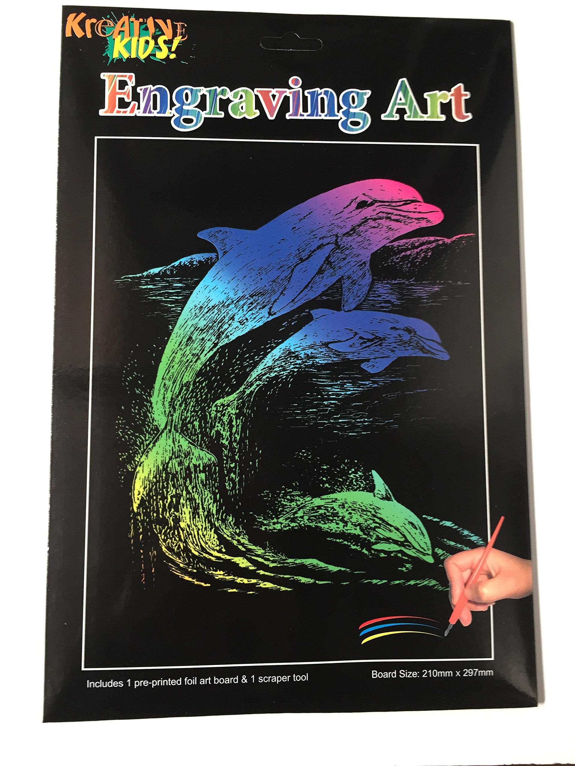 Engraving Foil Art Dolphin A4 Size