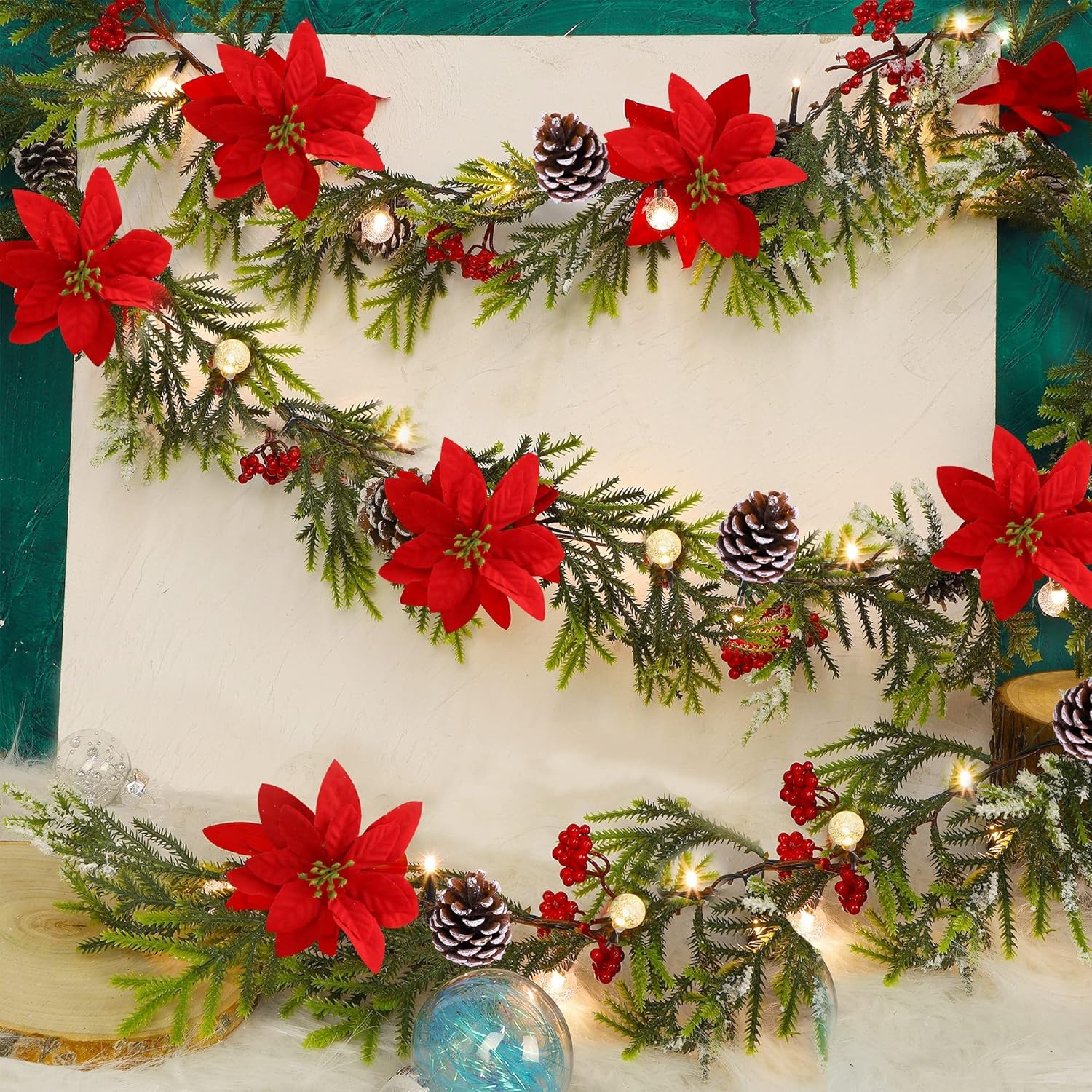 Buy Juegoal Christmas Garland, 6 FT Prelit Artificial Xmas Flocked