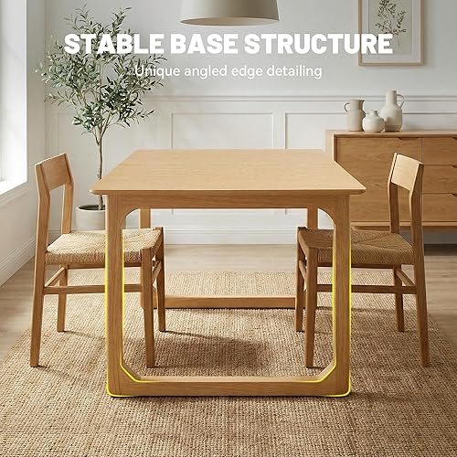 Miniatura 5 de HNY Mesa de comedor de madera extensible para mesas de cocina rectangulares modernas de 4 a 8 pulgadas, 71 pulgadas con base de madera, mesa