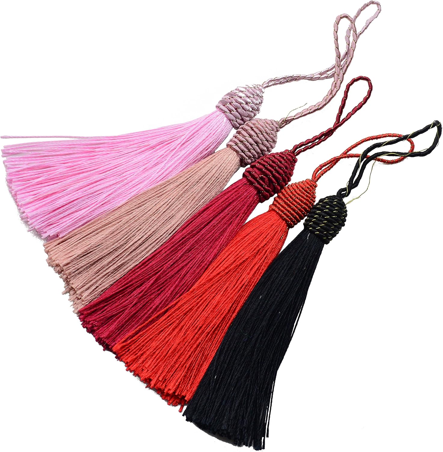 20pcs 15.5cm/6 Inch Tassel Silky Floss Bookmark Tassels with 2Inch Cord Loop Mixed Color Tassels for Crafts Bookmarks Jewelry Making Souvenir DIY Craft Accessory