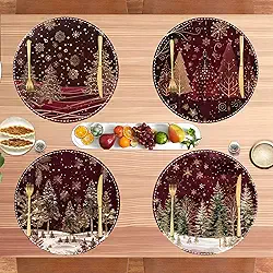 Jogo americano redondo de tecido, conjunto de 4 - tapetes de mesa de tecido de linho grosso lavável para jantar, festa, cozinha e decoração de casa, decorativo e durável - 35,5 cm D36