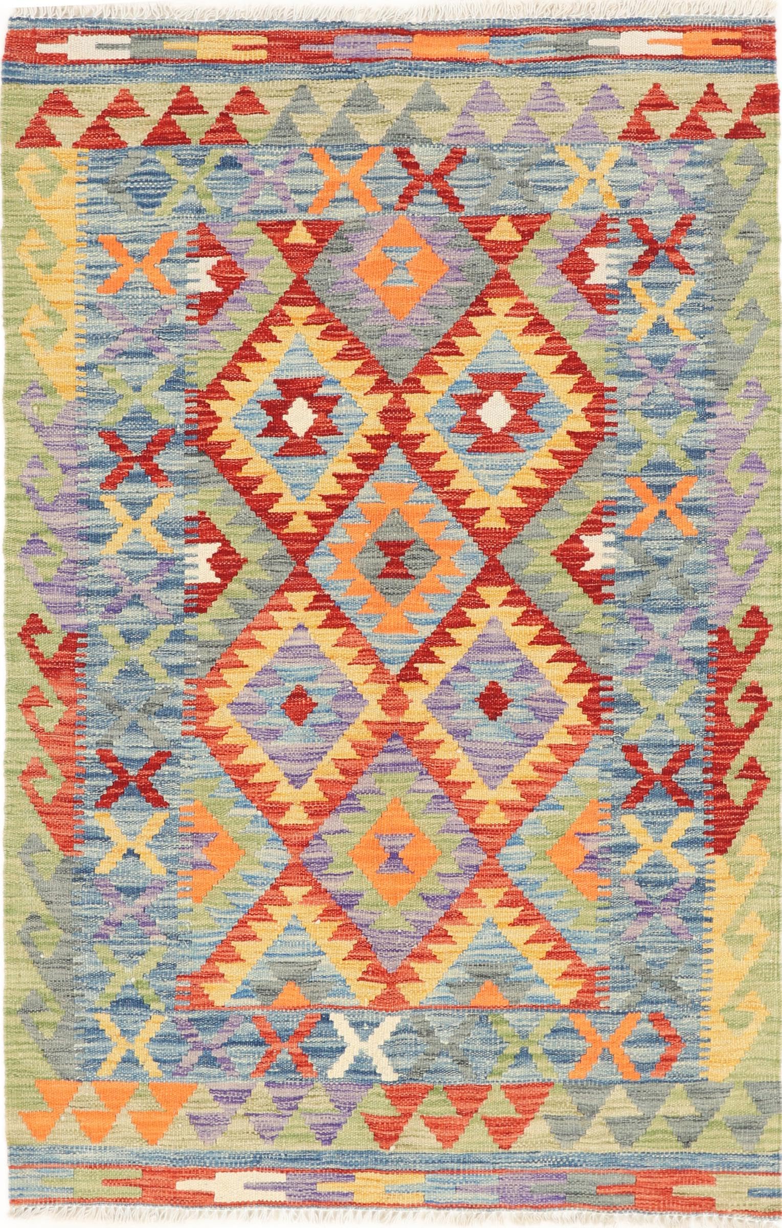 Tapis Kilim Afghan 98x147 cm en laine véritable tissé à la main, authentique orient