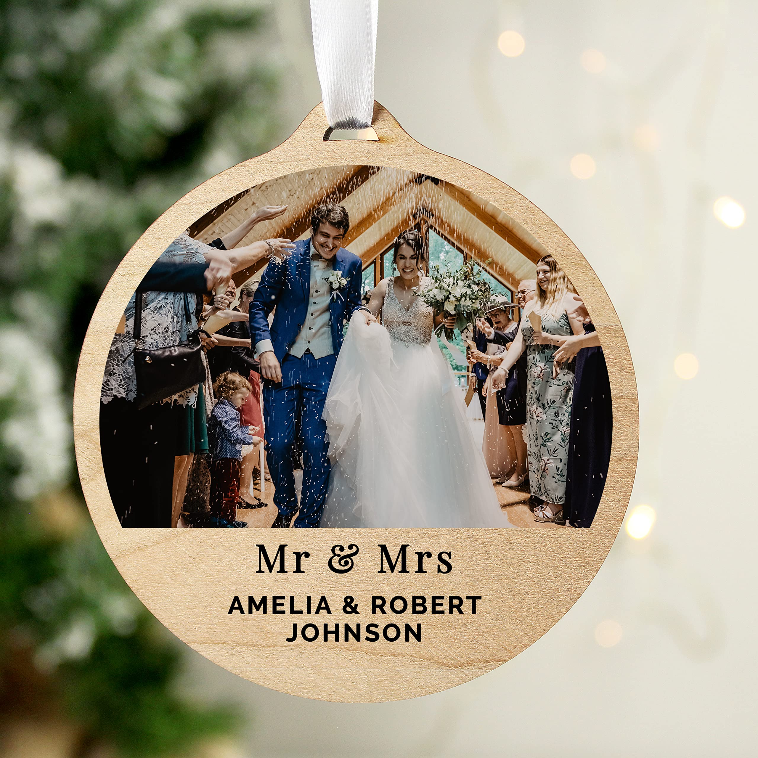 Custom Personalised Photo Upload Wooden Hanging Decoration with any photo and message. For Memorial, Valentine's Day and Mother's Day